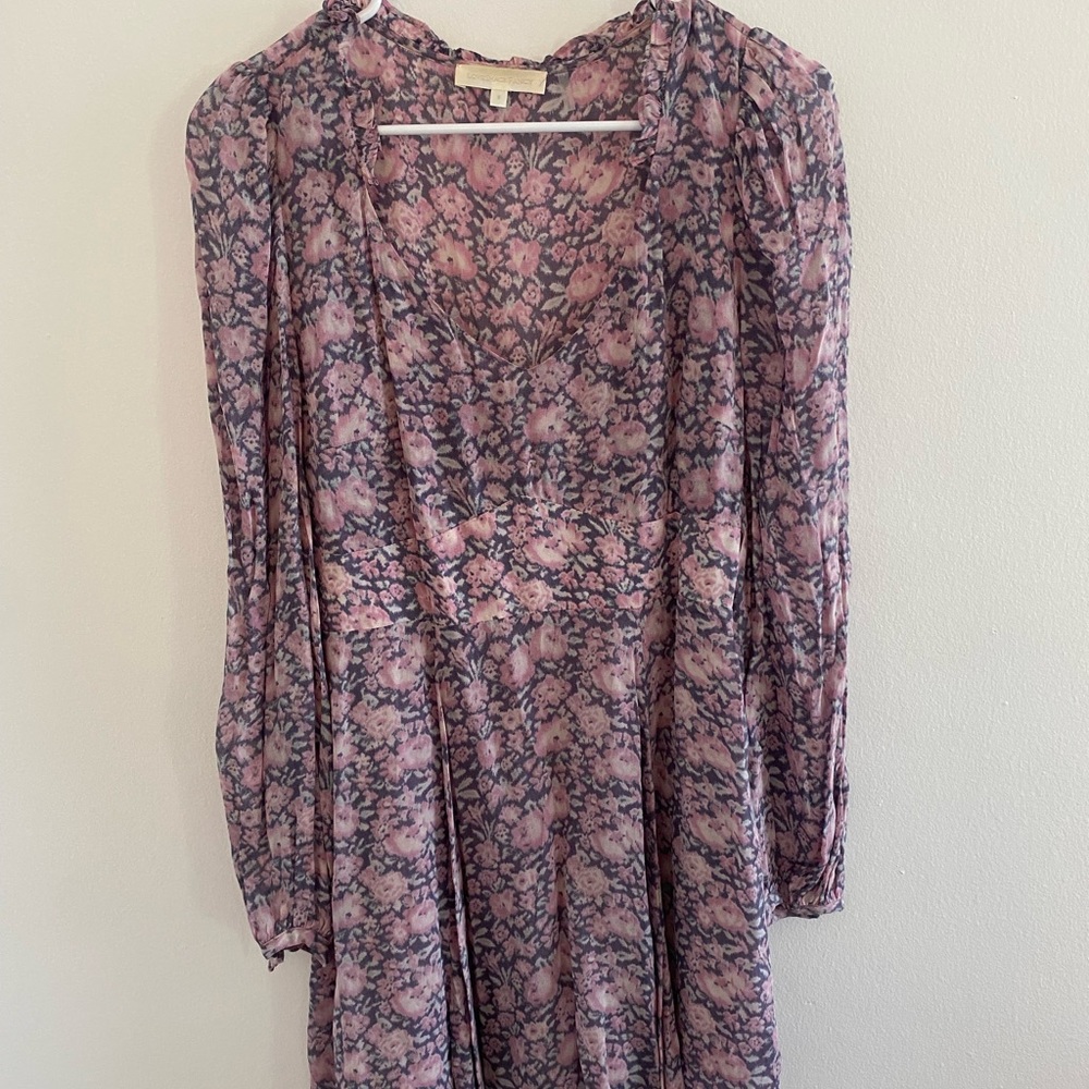 LoveShackFancy Pink and Purple Floral Dress